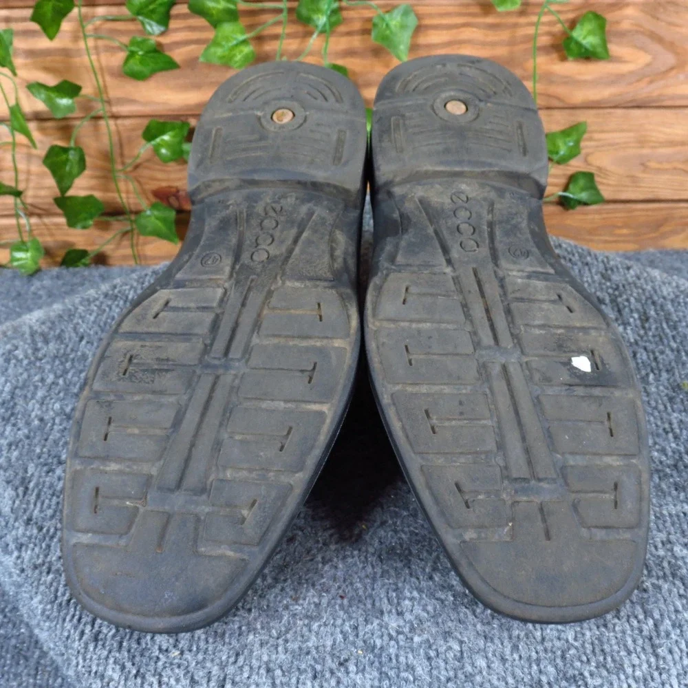 ECCO Helsinki Mens Plain Toe Tie Oxford Size 42 Professional Dress Black Leather